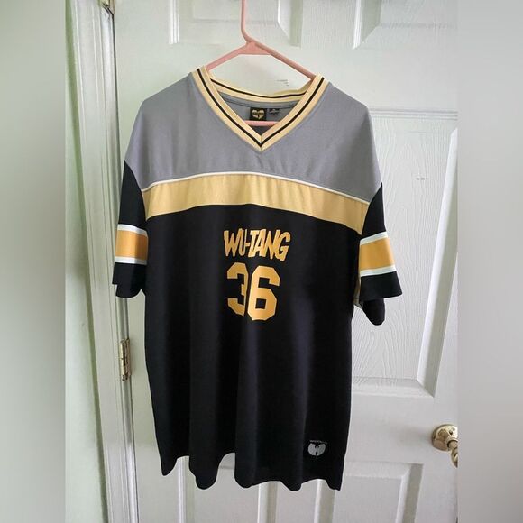 Wu Tang Clan Jersey - XL - Short sleeve - Black and Yellow Football Jersey Y2K - Picture 1 of 7